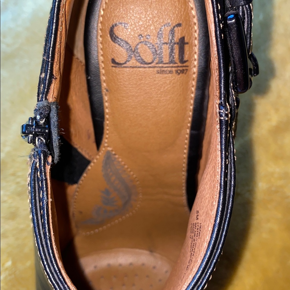 Sofft Black Leather Ankle Boots with Buckle - Picture 3 of 8